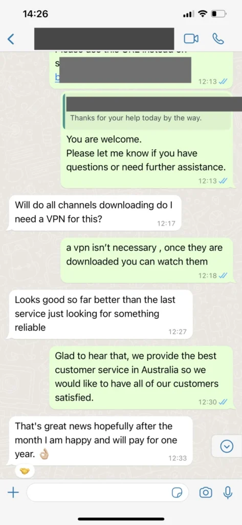 Anubis IPTV WhatsApp support experience number 3